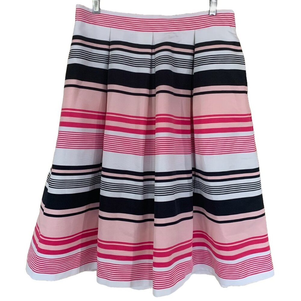 🎁3 for $30 New York & Company pleated midi striped skirt size 12